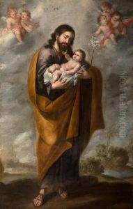 Saint Joseph with the Infant Saviour (Angels in the Clouds) by Bartolome Esteban Murillo