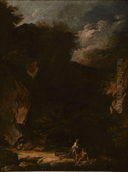 A rocky landscape with figures - view 1
