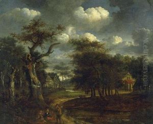 trees and houses by Jacob Van Ruisdael