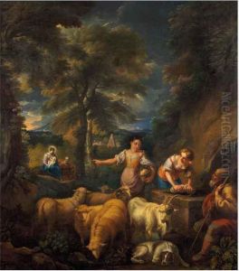 Paesaggio Fantasioso Della Campagna Romana Con Pastori, Fuga In Egitto E La Piramide Di Caio Cestio by Pieter the Younger Mulier