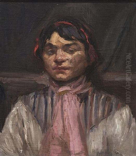 Maori Woman with pink scarf - view 1