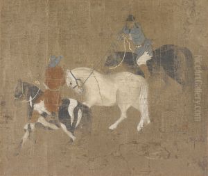 Riders Leading a White Horse