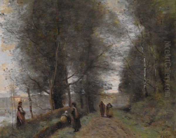 Ville d'Avray, Woodland Path Bordering the Pond - view 1