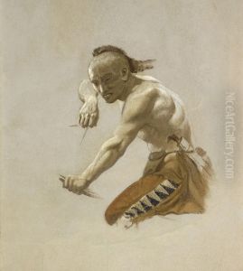 Study for Indian in "Buffalo Hunt by Indians" by Karl Ferdinand Wimar