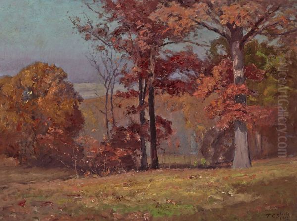 When the Oaks are Red (Brookville Landscape) - view 1