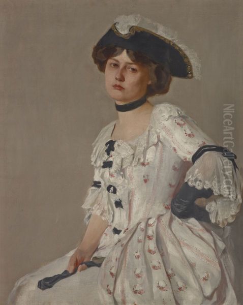 Girl in White with Hat - view 1