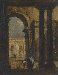 A Palace Courtyard by Francesco Guardi
