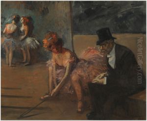 Danseuse et admirateur derriere la scene (Bailarina y admirador tras la escena) by Jean-Louis Forain