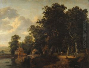 Paisaje boscoso con rio y personajes o Paisaje by Jan van Kessel the Elder