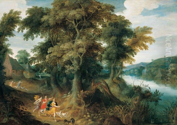 Diana and her nymphs hunting - view 1