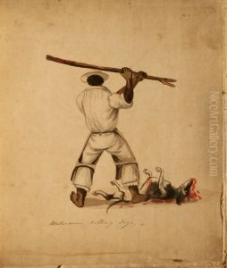 Waterman killing dogs. by Pancho Fierro