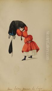 Una senora poniendo la saya by Pancho Fierro
