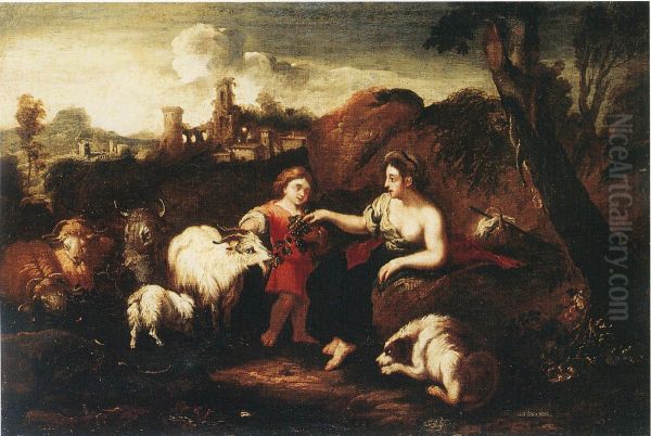 Landscape with figures and animals - view 1