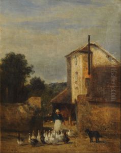 La gardeuse d'oies by Constant Troyon