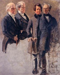 The Marquess of Breadalbane with Lord Cockburn, the Marquess of Dalhousie and Lord Rutherfurd by George Harvey