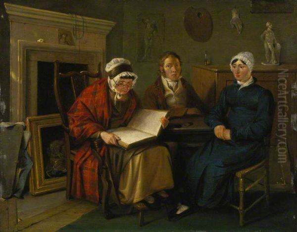 Alexander Carse, about 1770 - 1843. Artist (Self-portrait) (Probably Alexander Carse with his mother and sister) - view 1