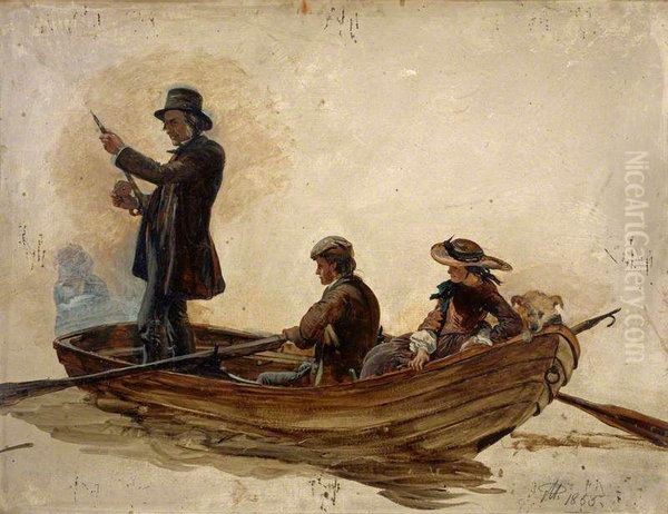 Rev. Thomas Guthrie, 1803 -1873. Preacher and philanthropist (With his children, Patrick and Anne, fishing on Lochlee) - view 1