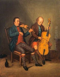 Niel Gow, 1727 - 1807. Violinist and composer (With his brother Donald Gow, fl. c 1780. Cellist) by David Allan