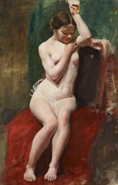 A Life Study of a Female Nude Model with her Left Arm Raised - view 1