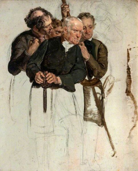 Four Standing Men (study for 'The Covenanters' Baptism') - view 1