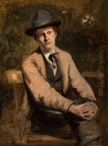 William Darling McKay, 1844 - 1924. Artist (Self-portrait in his studio) by William Darling McKay