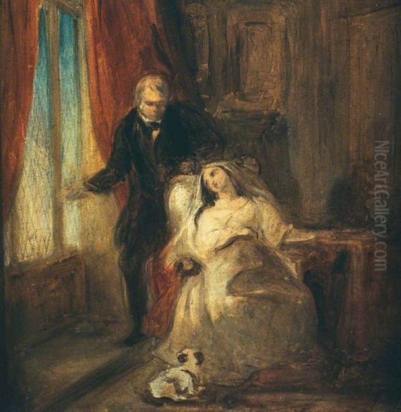 Sir Walter Scott with one of his daughters - view 1