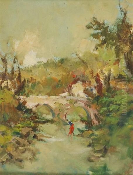 "ponte Del Diavolo A Ganza" Olio Su Cartone Pressato Firmato In Basso A Sinistra, Titolato Al Retro - view 1