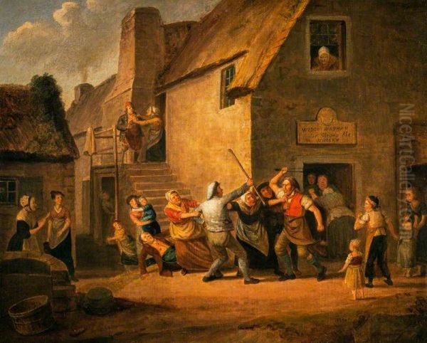 A Brawl outside an Ale House - view 1