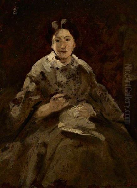 A Study for 'A Lady in Grey' (Isabella Macnee, Mrs Wiseman, the artist's daughter) - view 1