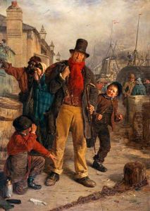 An Irish Emigrant Landing at Liverpool ('Jim Blake landing in Liverpool') by Erskine Nicol