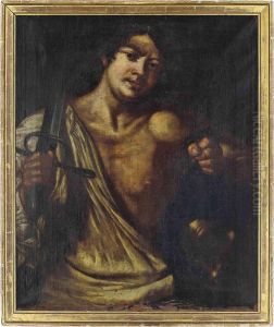 David With The Head Of Goliath by Bernardo Cavallino