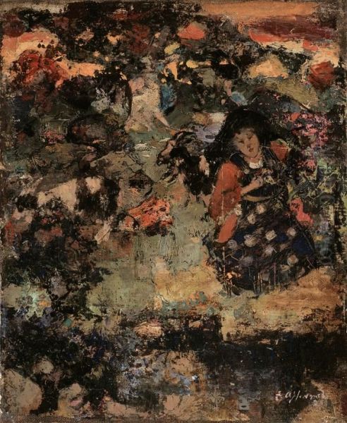 A Girl and Goats - view 1