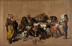 Spanish Boys Playing at Bullfighting by John Phillip