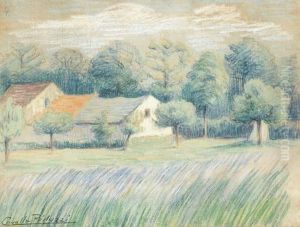 Wiesenlandschaft Mit Gehoft by Emile Gustave Cavallo-Peduzzi