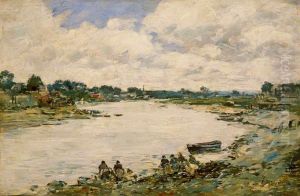 Washerwomen on the Banks of the Touquesi90 by Eugene Louis Boudin