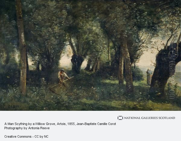 A Man Scything by a Willow Grove, Artois - view 1