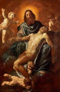 The Holy Trinity (unfinished) by Simone Cantarini (Pesarese)