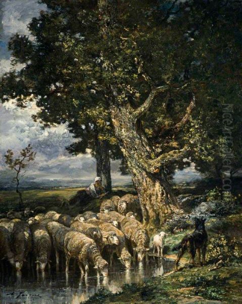 Sheep at a Watering Place - view 1