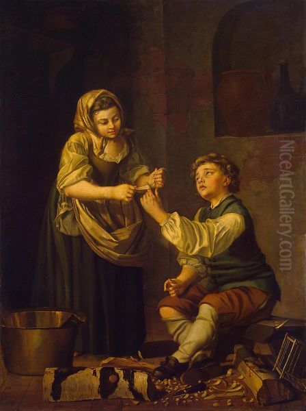 Children Bandaging a Finger - view 1