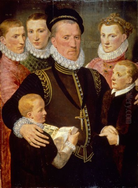 George, 5th Lord Seton (about 1531 - 1585) and his Family - view 1