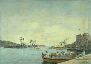 Villefranche Harbour by Eugene Louis Boudin