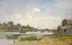 The Bridge over the Touques at Deauville by Eugene Louis Boudin