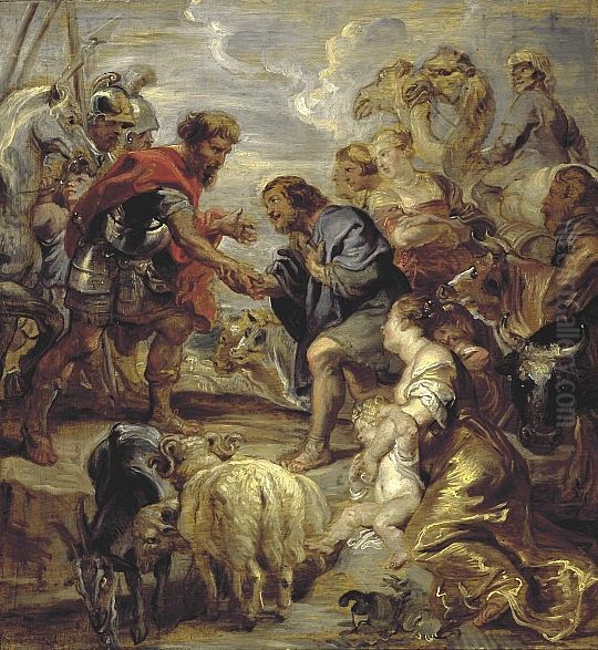 The Reconciliation of Jacob and Esau, as in Genesis 33 - view 1