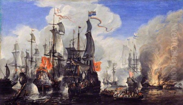 An Engagement between the English and the Dutch Fleets - view 1