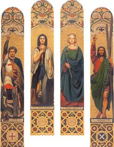 Four Saints (St George, St Catherine, St Margaret and St Andrew) after designs by Alexander Christie and Silas Rice by Thomas Faed