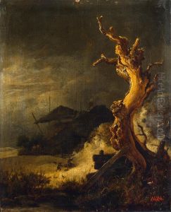 Winter landscape with dead tree by Jacob Van Ruisdael