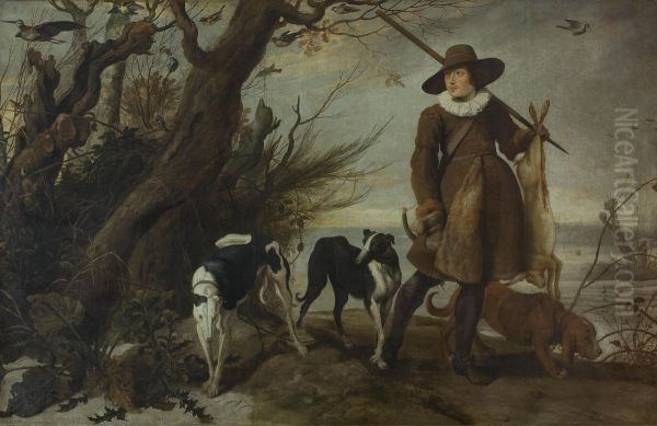 Hunter with Dogs in a Landscape - view 1