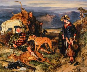 Scene in the Highlands, with portraits of the Duchess of Bedford, the Duke of Gordon and Lord Alexander Russell