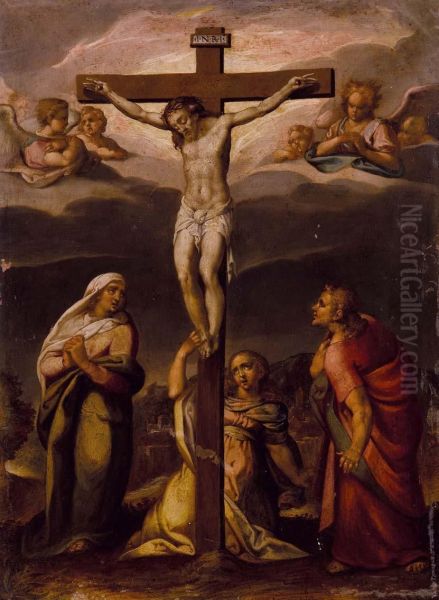 Crocifissione Con La Madonna, San Giovanni, La Maddalena E Angeli - view 1