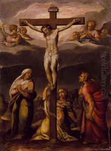 Crocifissione Con La Madonna, San Giovanni, La Maddalena E Angeli by Francesco Cavazzoni